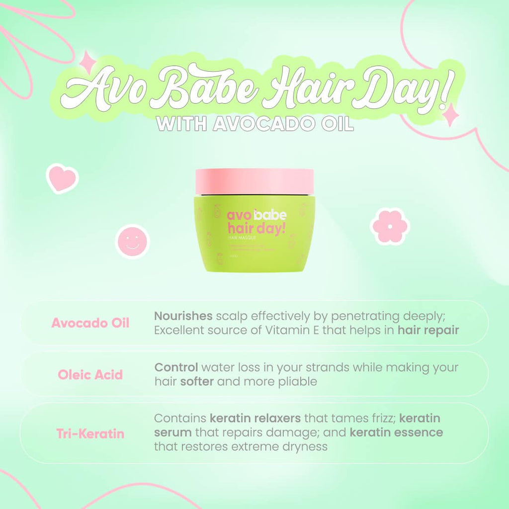 Babe Formula Avo Hair Day Masque Intensive Avocado and Tri-Keratin Treatment - LOBeauty | Shop Filipino Beauty Brands in the UAE