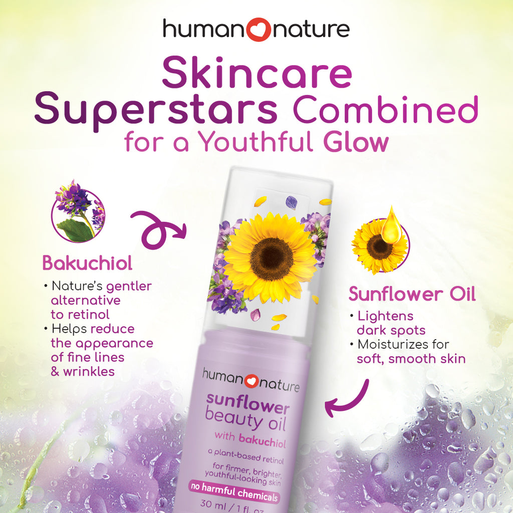 Human Nature Sunflower Beauty Oil with Bakuchiol 30ml - LOBeauty | Shop Filipino Beauty Brands in the UAE
