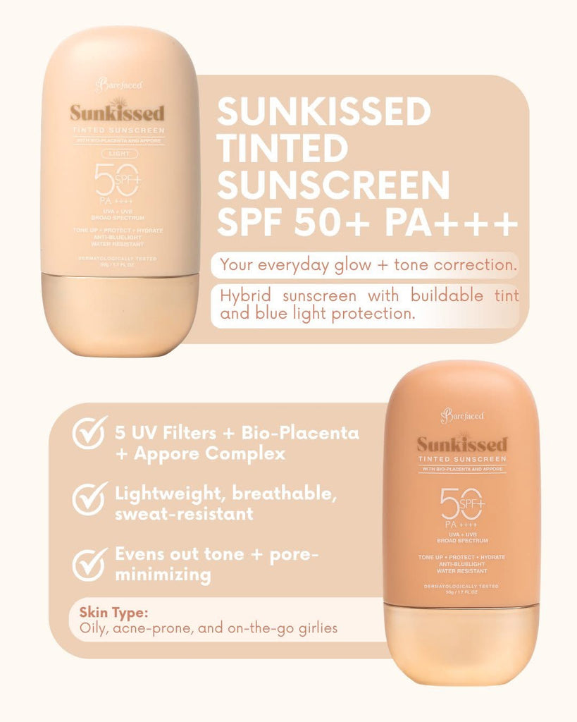 Barefaced Sunkissed LIGHT Tinted Sunscreen SPF50+ PA++++ 50g