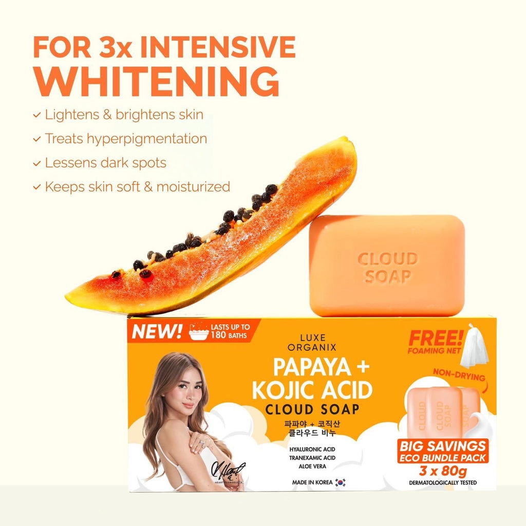 Luxe Organix Papaya + Kojic Acid Cloud Soap Eco Bundle Pack (3 x 80g) - LOBeauty | Shop Filipino Beauty Brands in the UAE