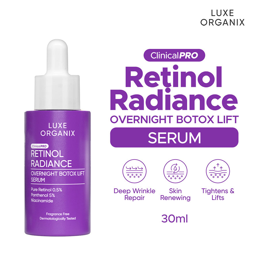 Luxe Organix ClinicalPro Retinol Radiance Overnight Botox Lift Serum ...