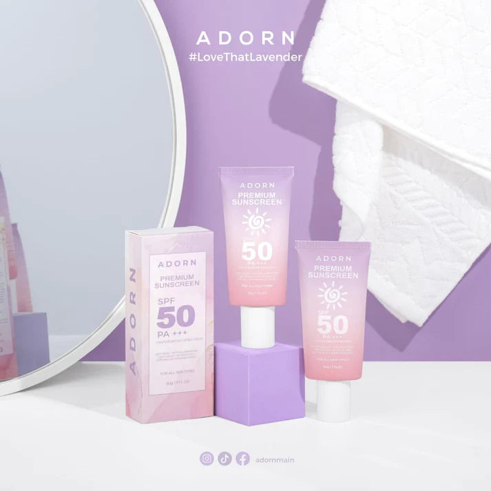 ADORN Premium Sunscreen Spf 50+++ 50g - LOBeauty | Shop Filipino Beauty Brands in the UAE