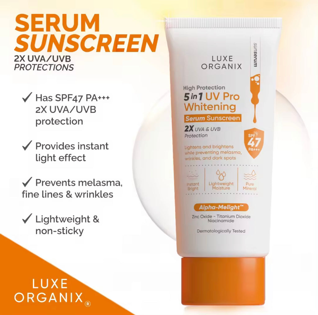 Luxe Organix 5in1 UV Pro Whitening Serum Sunscreen SPF47 PA+++ - LOBeauty | Shop Filipino Beauty Brands in the UAE