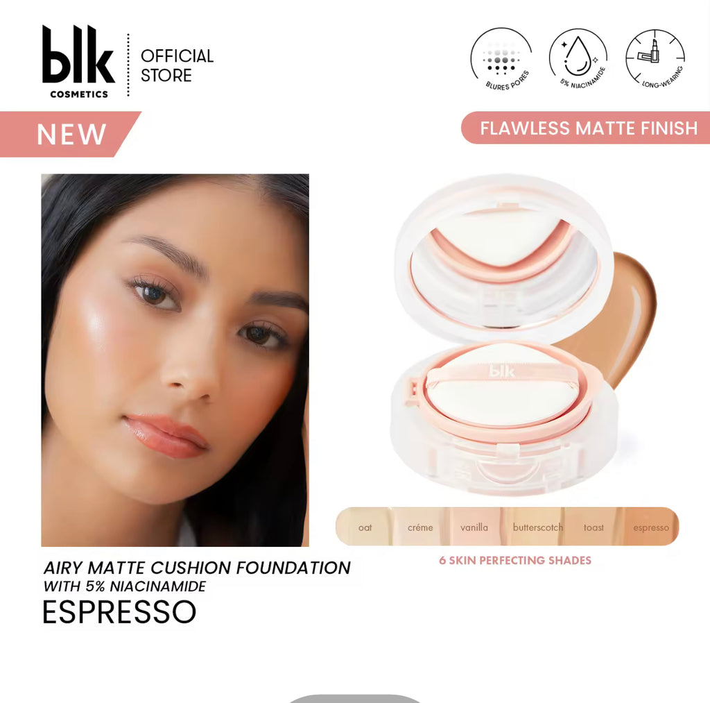 blk cosmetics Airy Matte Cushion Foundation SPF 15% Niacinamide - LOBeauty | Shop Filipino Beauty Brands in the UAE