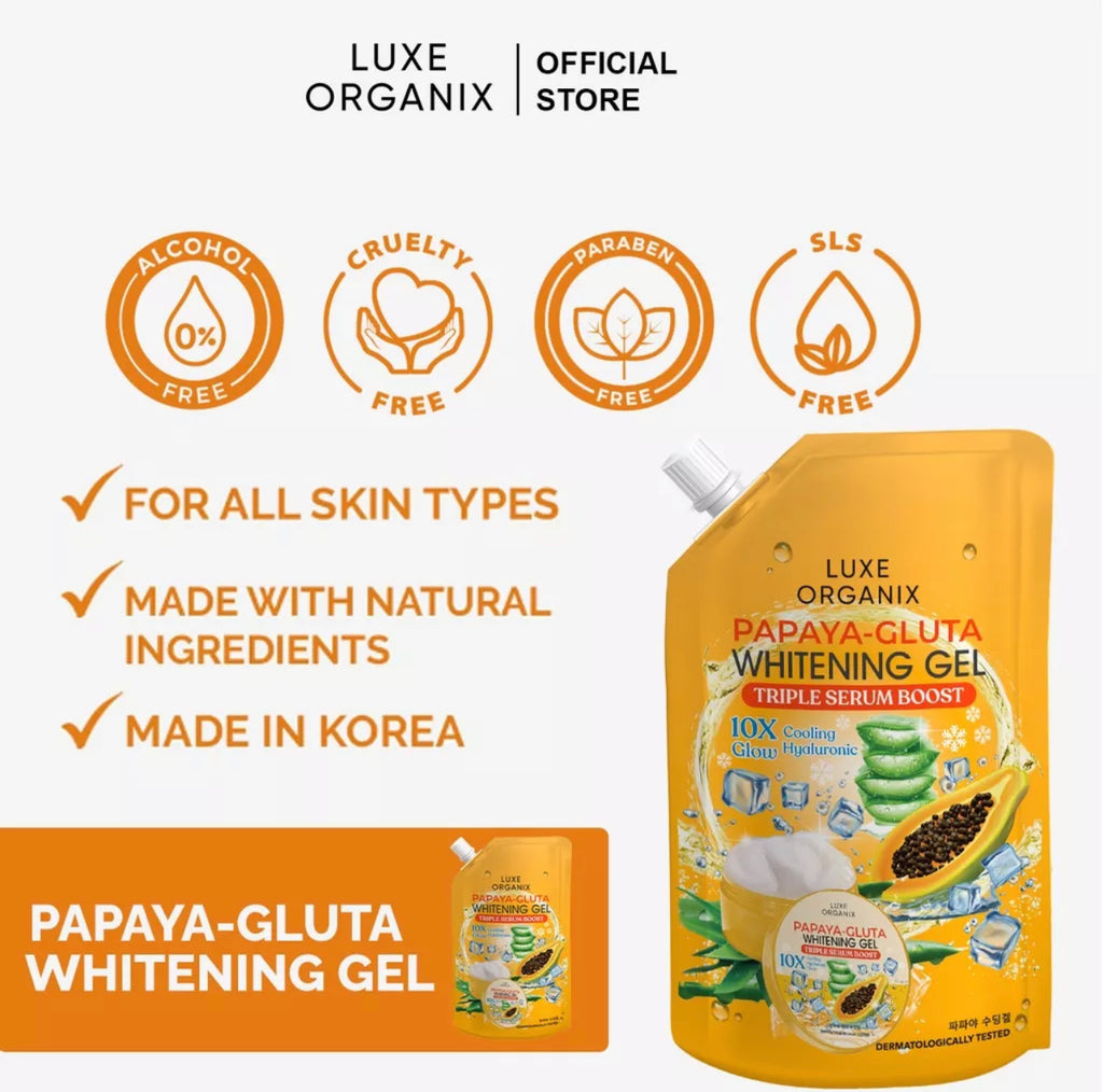 Luxe Organix Papaya-Gluta Whitening Gel Triple Serum Boost 200ml - LOBeauty | Shop Filipino Beauty Brands in the UAE