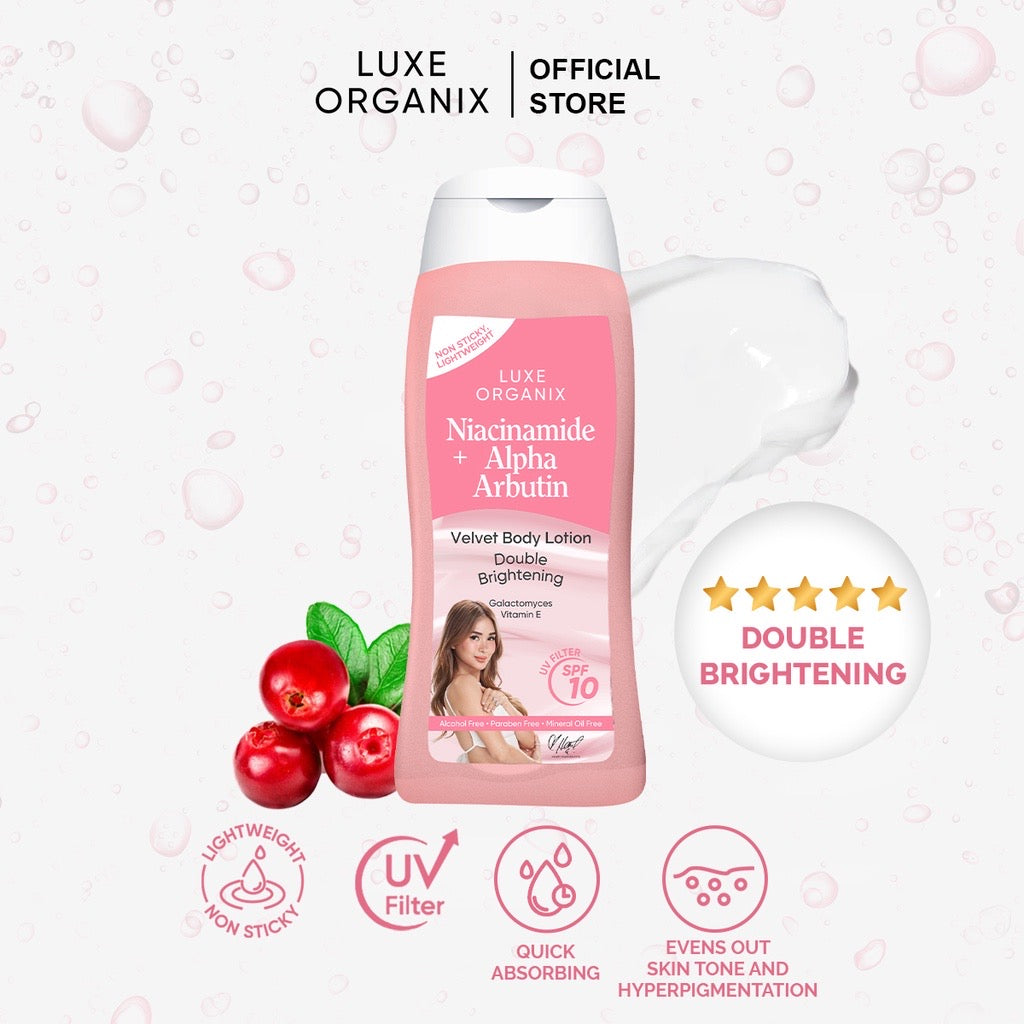 Luxe Organix Niacinamide + Alpha Arbutin Velvet Body Lotion SPF10 200ml - LOBeauty | Shop Filipino Beauty Brands in the UAE