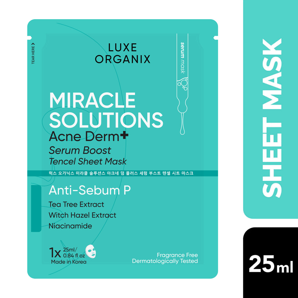 Luxe Organix Miracle Solutions Acen Derm+ Serum Boost Tencel Sheet Mask