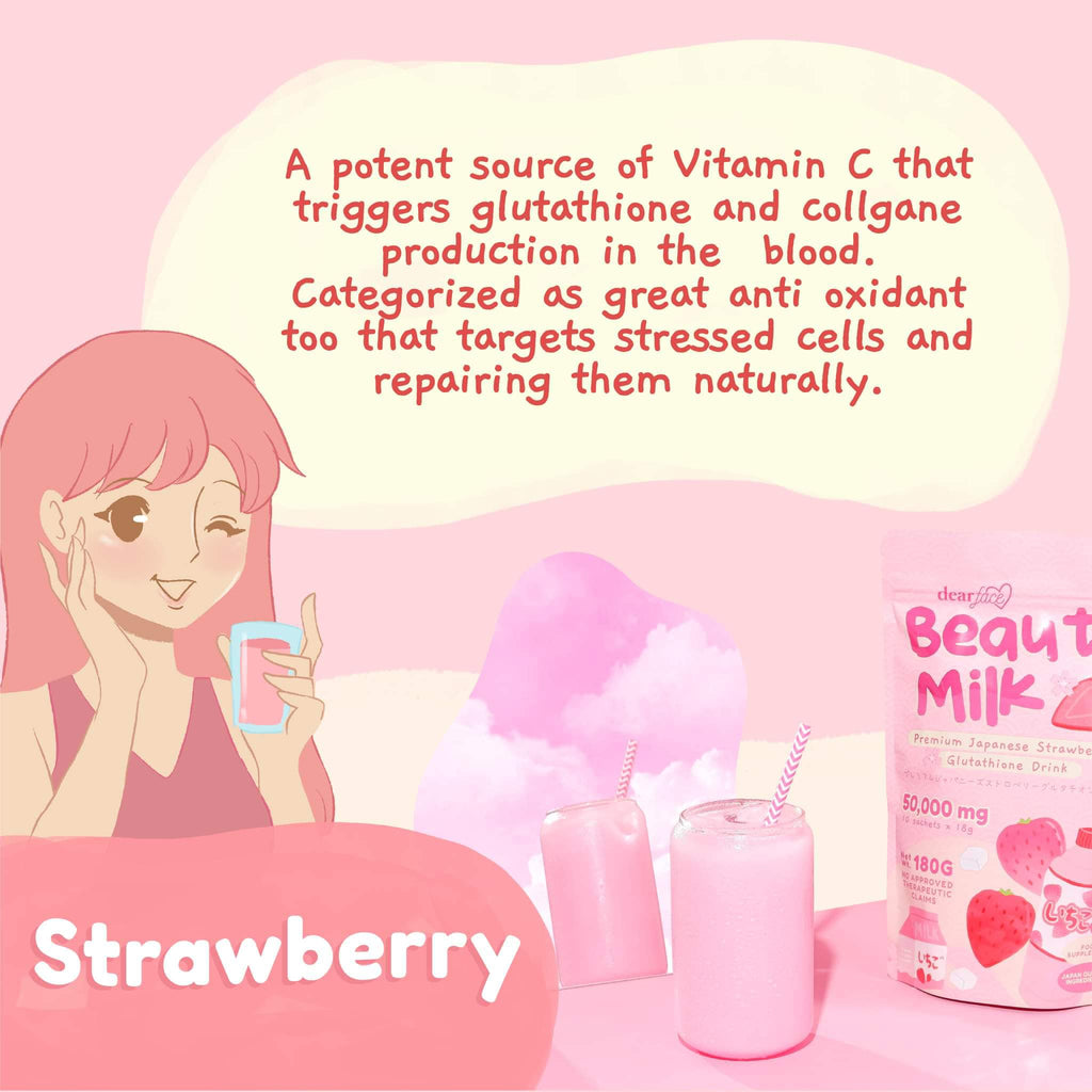 Dear Face Beauty Milk Premium Japanese Strawberry Glutathione Drink