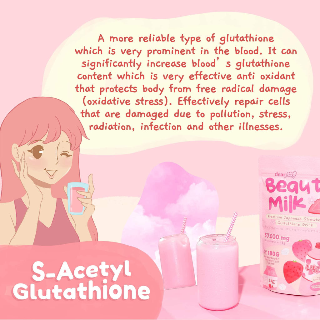 Dear Face Beauty Milk Premium Japanese Strawberry Glutathione Drink - LOBeauty | Shop Filipino Beauty Brands in the UAE