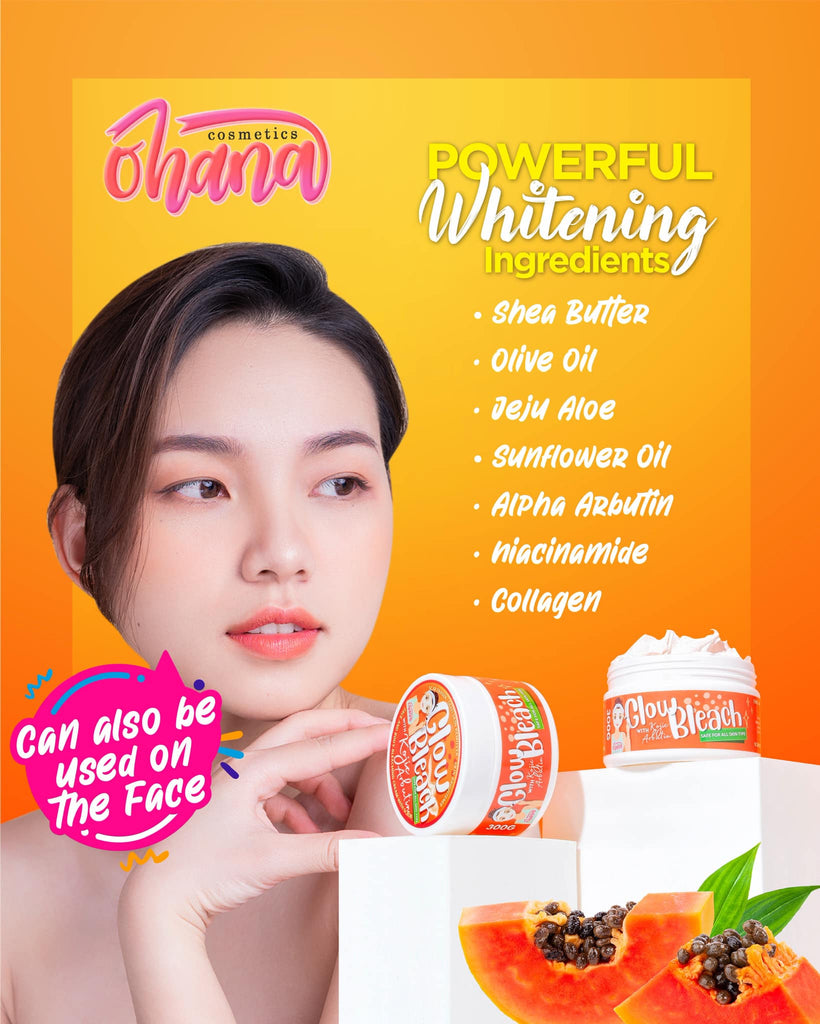 Ohana Cosmetics Glow Bleach with Kojic Arbutin Bleaching Cream 250g
