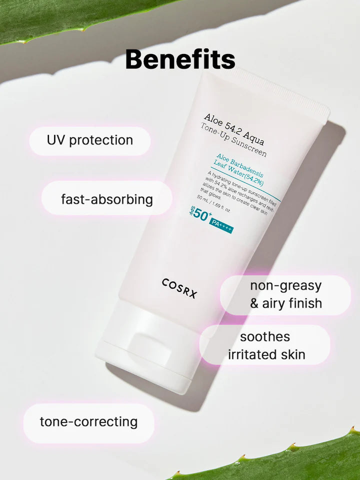 COSRX Aloe 54.2 Aqua Tone-up Sunscreen SPF 50+ PA++++ 50ml - LOBeauty | Shop Filipino Beauty Brands in the UAE