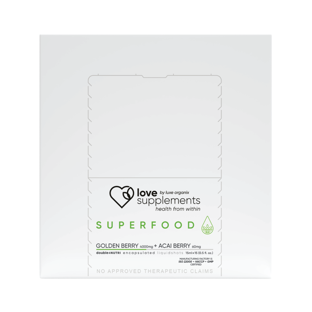 Love Supplement by Luxe Organix Superfood Liquidshot 15ml x 15pcs - LOBeauty | Shop Filipino Beauty Brands in the UAE