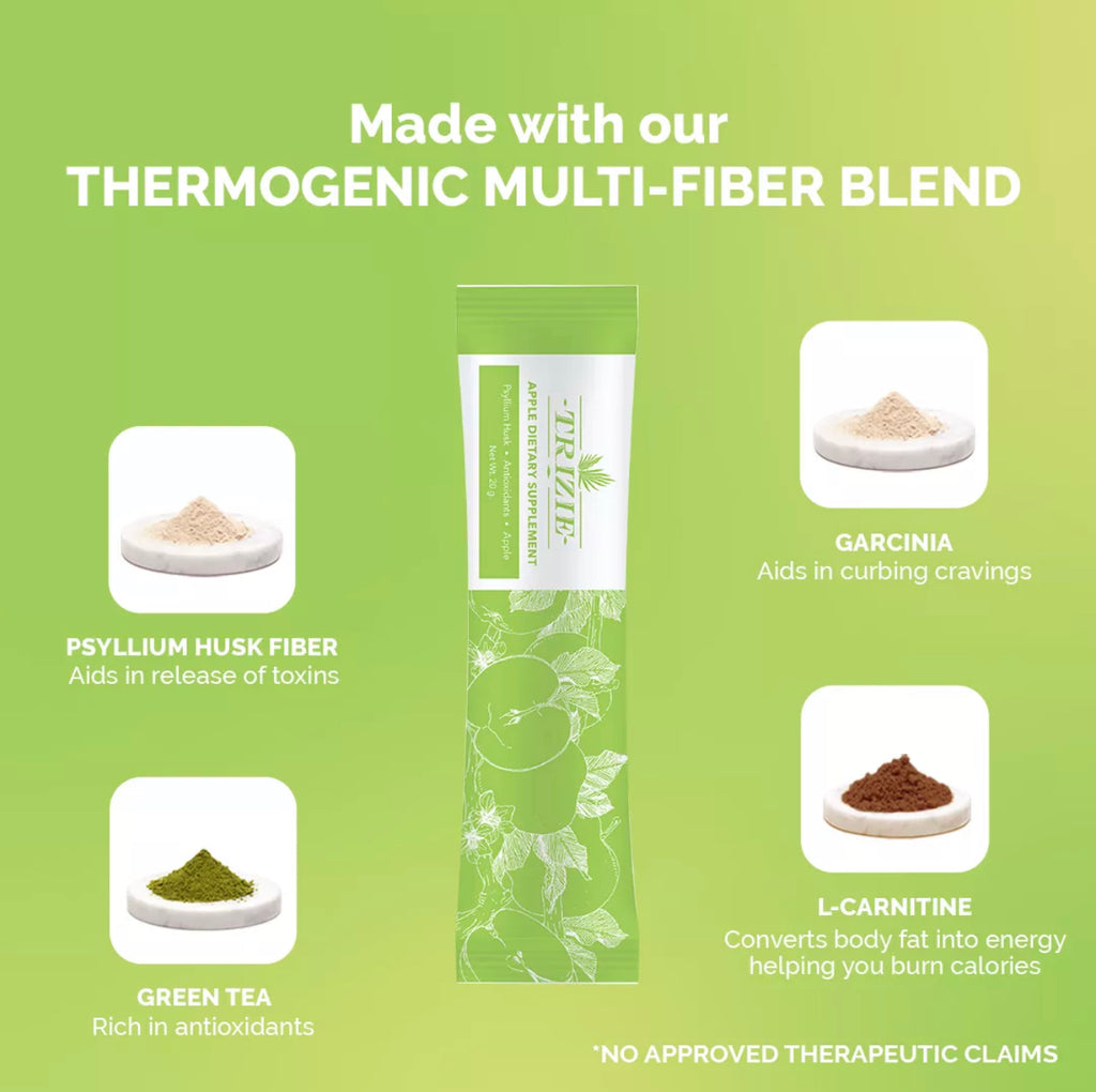 TRIZIE Clean Fiber 7 Day - Detox Fiber Drink for Weight Loss with Psyllium FIber, Spiriluna, Green Tea, L-Carnatine (20g x 7 sachets) - LOBeauty | Shop Filipino Beauty Brands in the UAE