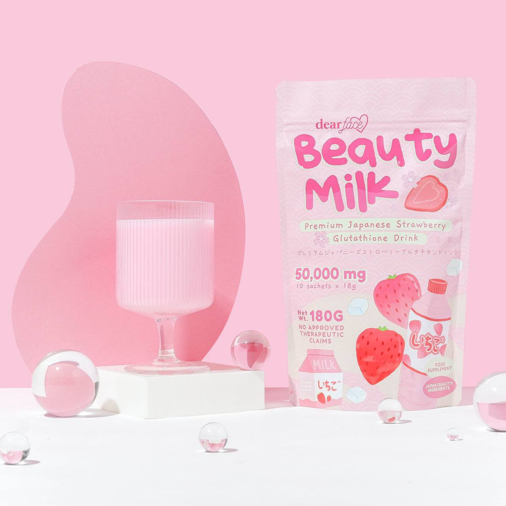 premium japanese strawberry glutathione drink Find out why our #BeautyMilkIchigo is a best-seller Consistency is key to achieving the amazing benefits of this variant Get your very own Beauty Milk Ichigo today via our official Packed with Healthy Goodness Dear Face Beauty Milk Ichigo