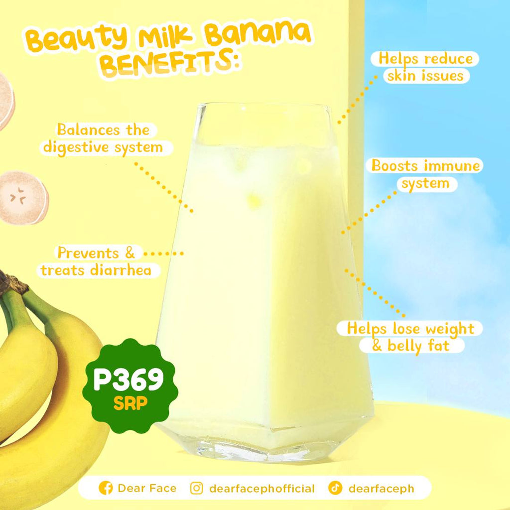 Dear Face Beauty Milk Premium Japanese Banana Probiotic + Collagen Milk (10 sachets x 18g) - LOBeauty | Shop Filipino Beauty Brands in the UAE
