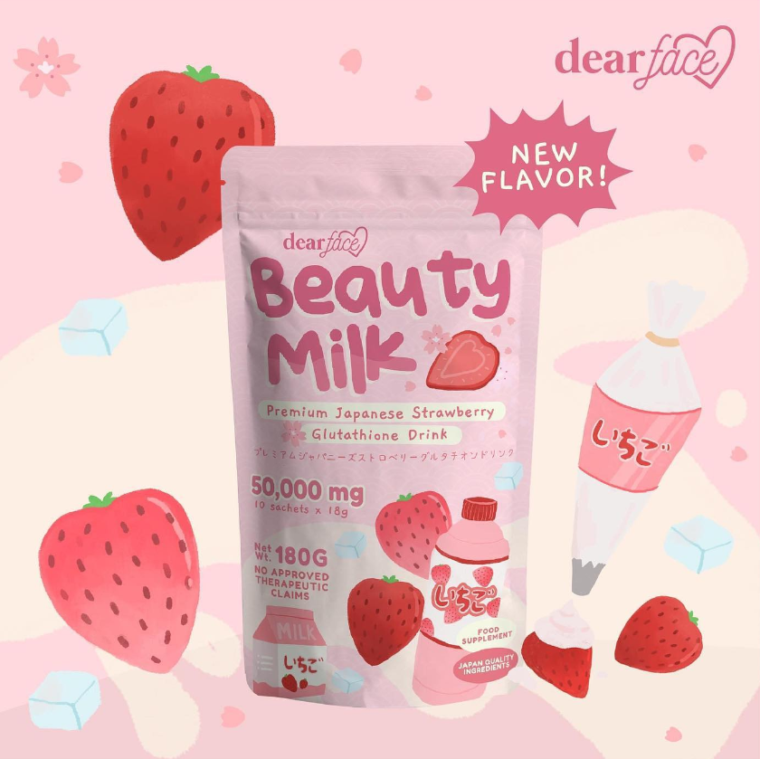 Dear Face Beauty Milk Premium Japanese Strawberry Glutathione Drink - LOBeauty | Shop Filipino Beauty Brands in the UAE