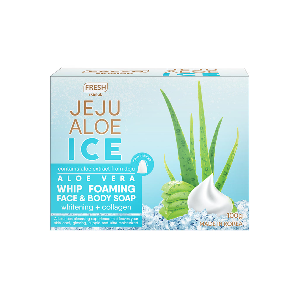 Fresh Jeju Aloe Ice Vera Whip Foaming Face & Body Whitening and Collagen Soap