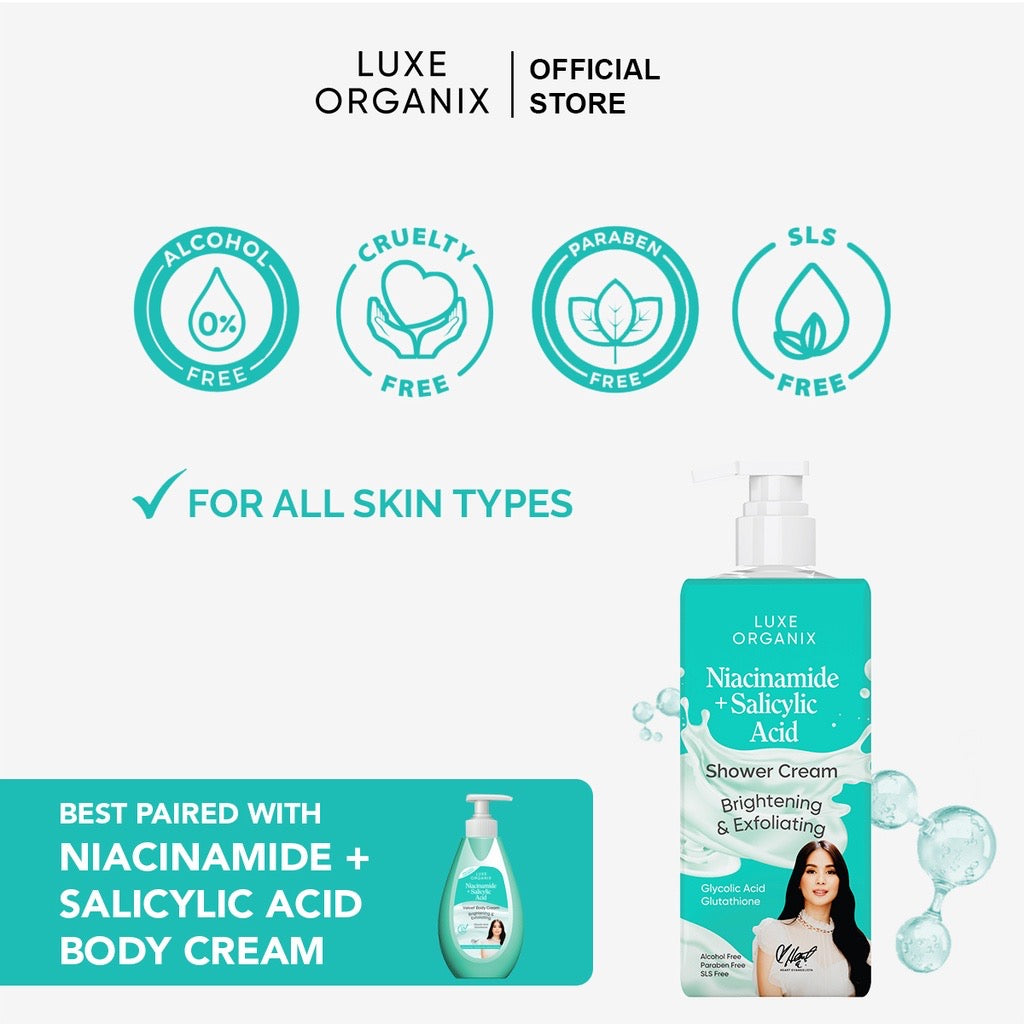 Luxe Organix Niacinamide + Salicylic Acid + Glutathione Shower Cream - LOBeauty | Shop Filipino Beauty Brands in the UAE