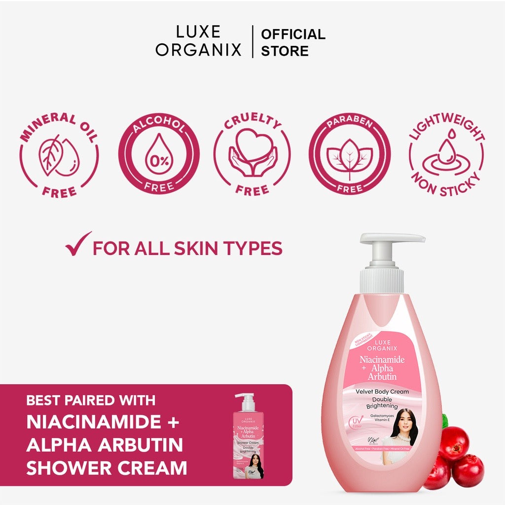 Luxe Organix Niacinamide + Alpha Arbutin Velvet Body Cream - LOBeauty | Shop Filipino Beauty Brands in the UAE