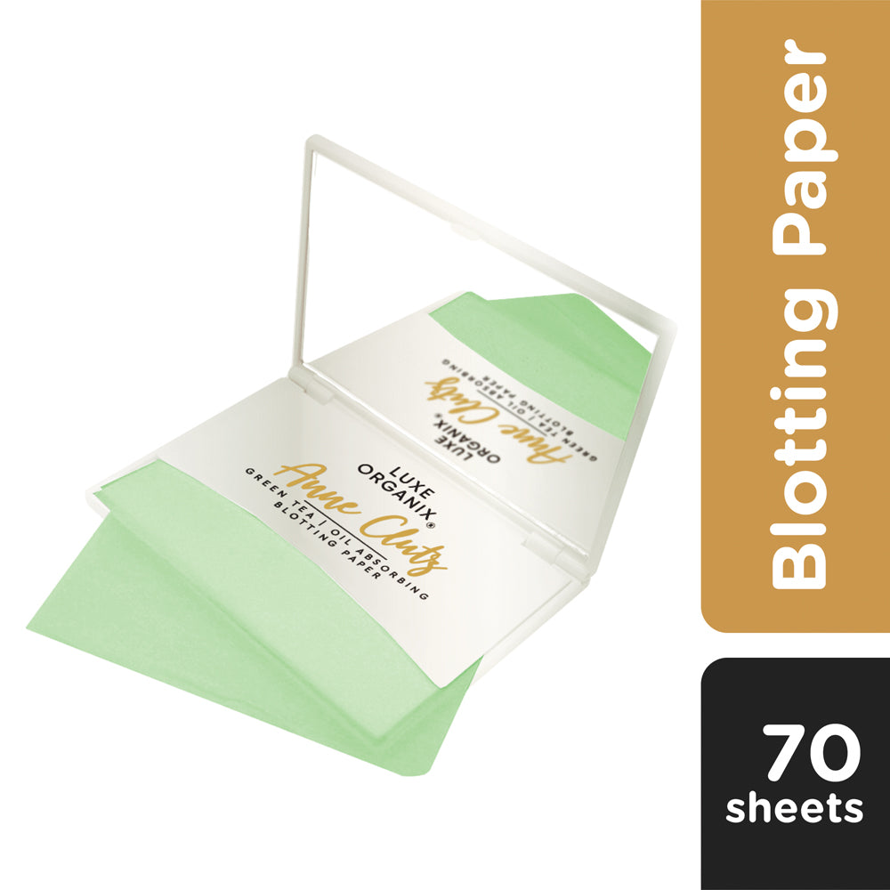 Green Tea Blotting Paper Powder Finish with Compact Mirror by Anne Clutz 70 sheets - LOBeauty | Shop Filipino Beauty Brands in the UAE