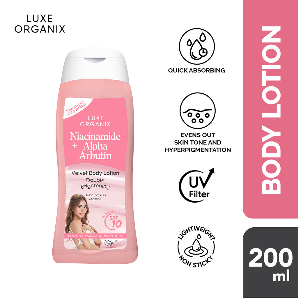 Luxe Organix Niacinamide + Alpha Arbutin Velvet Body Lotion SPF10 200ml