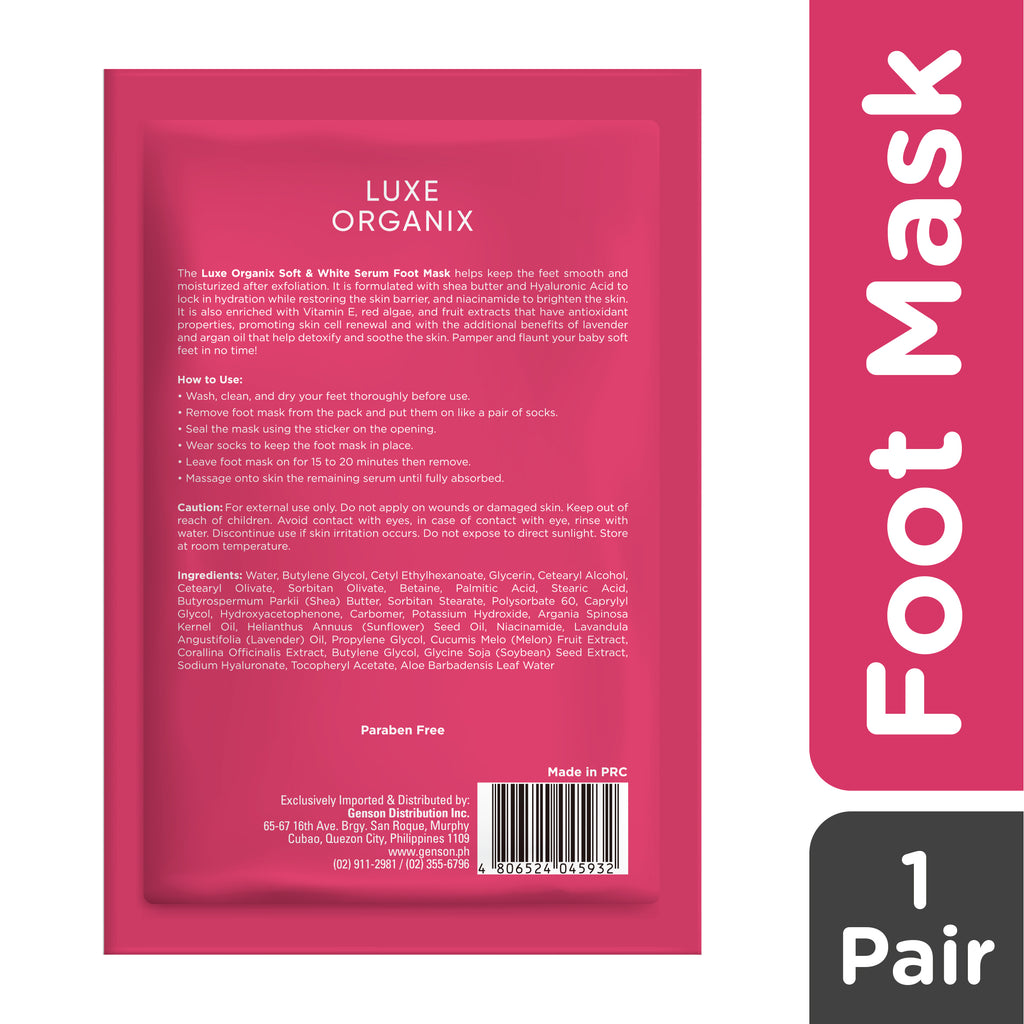 Luxe Organix Soft & White Serum Foot Mask - LOBeauty | Shop Filipino Beauty Brands in the UAE