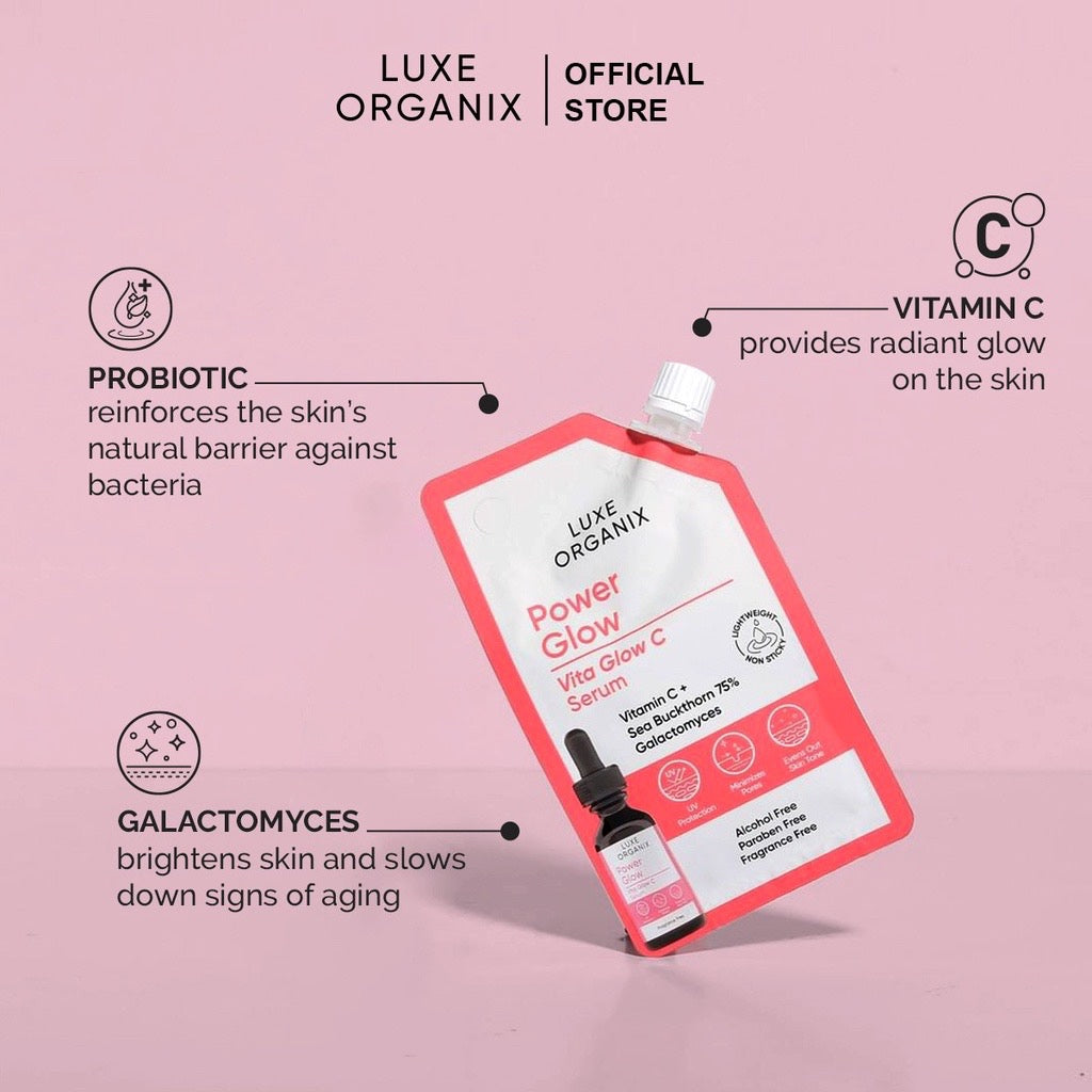 Luxe Organix Power Glow Vita Glow C Serum Sachet 7ml - LOBeauty | Shop Filipino Beauty Brands in the UAE