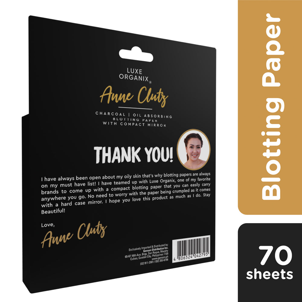 Charcoal Blotting Paper Powder Finish with Compact Mirror by Anne Clutz 70 sheets - LOBeauty | Shop Filipino Beauty Brands in the UAE